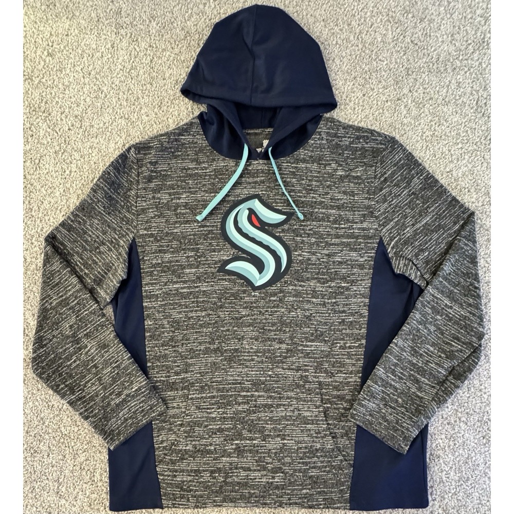 Fanatics Seattle Kraken Hoodie Mens XL Gray Pullover Sweatshirt NHL Hockey
